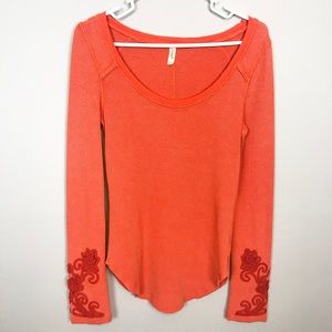 Free People Textured Long Sleeve Shirt